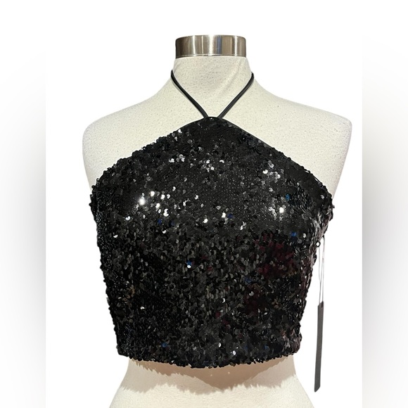 House of Harlow 1960 2 pc Sequined Halter top and matching pants - Picture 5 of 16